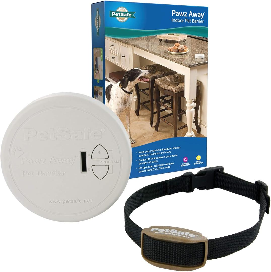 PetSafe Pawz Away Indoor Pet Barrier - Battery-Operated Indoor Invisible Containment Area with Adjustable Compatible Collar - Easy Setup for Furniture Protection