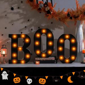 Halloween Decorations - 8.6" Large "BOO" Marquee Light Up Letters Light Up Sign Halloween Decor Indoor for Kitchen Bedroom Fireplace Mantel Party Holiday Display