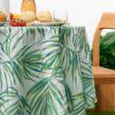 YiHomer Indoor Outdoor Tabletop for Spring Summer Decorations, Picnics and Dinner Parties - Stain and Water Resistant, Palm Leaves Dream, Zipper Tablecloth, 70" Round with Umbrella Hole