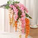 4pcs 47.2-inch Artificial Fake Wisteria Hanging Flower Garland Silk Flower String Home Party Decoration White Blue Pink Purple (Champagne)