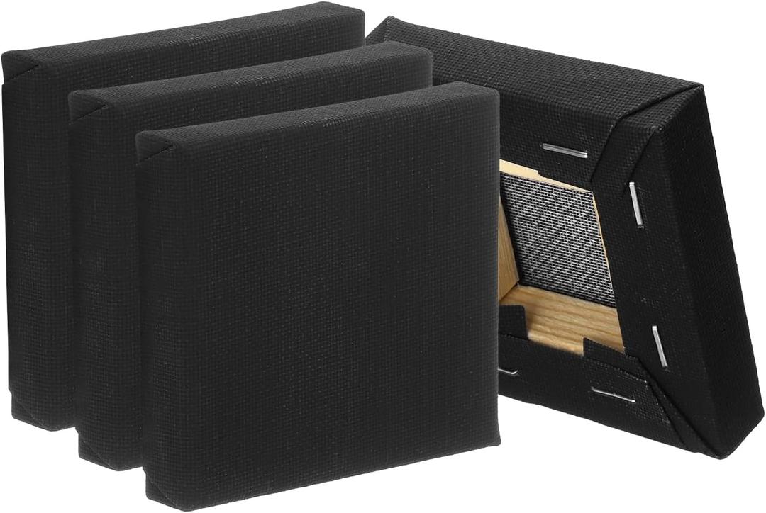 PATIKIL Black 12 Pcs 4" x 4" Large Canvas for Painting, Primed Cotton Blank Canvas for Acrylics, Oil, Watercolor Paints