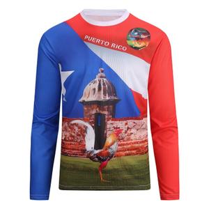 SAMERM Puerto Rico Shirt for Men Quick Dry Crop Top Printed Hispanic Heritage Month Boricua Rican Flag T-Shirt (L)