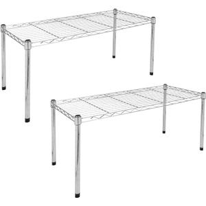 Simple Deluxe Heavy Duty 1-Shelf Shelving, Adjustable Storage Units, Steel Organizer Wire Rack, 29.92" W x 13.78" D x 14.96" H, Chrome,2-Pack, 1-Tier Wider, 29.92"W x 13.78"D x 14.96"H
