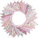 10M/32Ft Triangle Bunting Banner, 36 Pcs Cotton Fabric Flags Pennant Garlands for Birthday Party, Wedding, Baby Shower, Outdoor and Home Decorations (Pink)