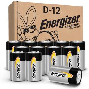 Energizer Alkaline Power D Batteries 12 Count (Pack of 1), Long-Lasting Alkaline Size D Batteries