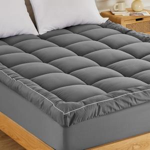 Sonive King Mattress Protector, Extra Thick Pillow-Top Mattress Topper with Premuim 1000gsm Alternative Filling, Fluffy Soft Quilted Mattress Pad, Mattress Cover Oeko-Tex Certified Grey