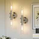 Rechargeable Battery Operated Wall Sconce Set of 2, 8000mAh Cordless Wall Lights with Dimmable, Timer Function, 3000K Warm White, Easy Install for Living Room, Bedroom, Nickel Finish, Bulbs Included