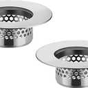 Bathroom Sink Filter - Fits 1.25"-1.60" Hole (2pcs) | Stainless Steel Hair Catcher for Bathroom/Bathtub/Laundry/RV Sink (Silver)