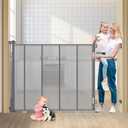 47" Extra Tall Retractable Baby Gates, Extends to 71" Wide, ExtraTall Retractable Safety Gate with Reinforced Strips, Retractable Tall Dog Gates for Doorways Mesh Baby Pet Gates Indoor, Grey 