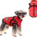 HDKUW Small Dog Jacket, Small Dog Coat Harness Winter Warm Vest Jacket Waterproof Cotton Costume for Puppy Small Dogs (S, Red) (S:Chest Girth 12"-14", Back Length 8.6")