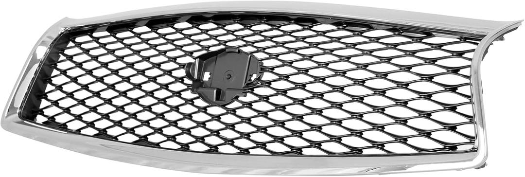 Chrome Front Grille Compatible with 2014-2017 Infiniti Q50 w/o Front View Camera, ABS Replacement Bumper Grill for IN1200118 62310-4HB1B