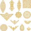 SUNNYCLUE 104Pcs Gold Filigree Connectors Jewelry Findings Metal Pieces Rhombus Flower Links Connector Charms Chandelier for Jewelry Making Earrings DIY Hairpin