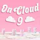 xo, Fetti On Cloud Nine Banner - White, 5 Ft. | Bachelorette Party Decorations, Bride To Be Party Supplies, Cute Baby Shower Decor, Bridal Shower, Engagement Photobooth Backdrop