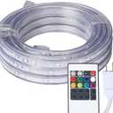 16.4 Feet Flat Flexible LED Rope Lights, Color Changing RGB Strip Light with Remote Control, 8 Colors Multiple Modes, Plug in Novelty Lighting, Connectable and Waterproof for Home Kitchen Outdoor Use