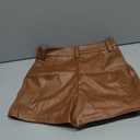 Milumia Women's PU Leather High Waisted Pleated Wide Leg Dressy Shorts with Pocket (Brown, S)