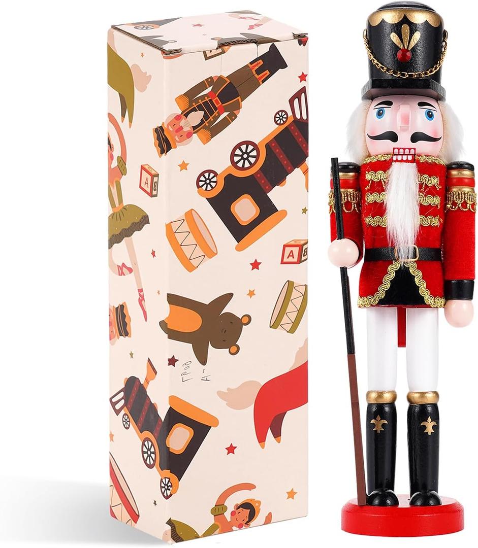 COMBIUBIU 11.8 inch Christmas Decorations Nutcracker Ornaments, Wooden Nutcracker Figures, Festive Collectible Nutcracker Gift forTable Desktop, Fireplace, Thanksgiving, Christmas Decor