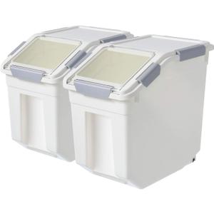 CITY BABY 2 Pack Airtight Flour Storage Container With Scoop,Dry Food, Sugar, Baking Supplies,Rice Container Set -BPA Free- Pet Food Storage Container,Dog Cat Birds Food Bin(30LB), Extra Large