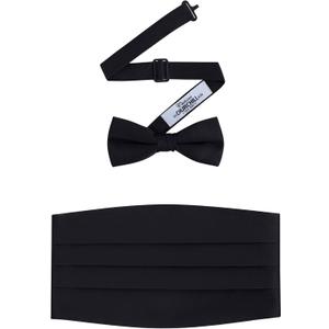 S.H. Churchill & Co. Men's Formal Satin Bowtie and Cummerbund Set (Black)