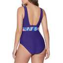 LIZENS Women's One Piece Swimsuit Deep V Neck Tummy Control Bathing Suit for Beach(LW12G02,M) Purple (Purple, M)