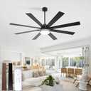72 inch Ceiling Fans with Lights and Remote/APP Control, Quiet Large 8 Blades Ceiling Fan with Light, Black Brown Two-Sided Fan Blades, 6 speeds, Timer function, Dimmable, For Living Room, Bedroom