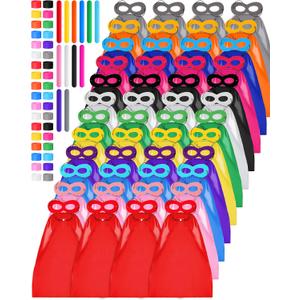 Jenaai 48 Sets Bulk Heroic Capes and Masks for Kids Boys Girls with Slap Bracelets Dress-up Group Costumes Christmas Party Gifts