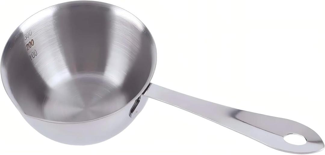 Stainless Steel Butter Warmer, Milk Warmer Pot with Pour Spouts Mini Chocolate Melting Pot for Coffee Tea Soup Warming (300ML)