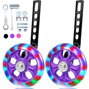 Training Wheels for Bicycle Compatible for Bikes of 12 14 16 18 20 Inch Flash Mute Wheel (purple1)