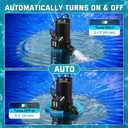 1/3HP Automatic Pool Cover Water Pump, 3035GPH Submersible Sump Pump w/Filter Net, 25ft Power Cord & Check Valve, Water Removal for Swimming Pool, Hot Tubs, Rooftops, Water Beds