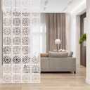 ANMINY 36 PCS Hanging Room Divider Decorative Thick Wall Screen Panels Floral Carving Pattern Hollow Out Design for Bedroom Living Dining Room Kitchen Office Restaurant Home Hotel Decor - White Flower