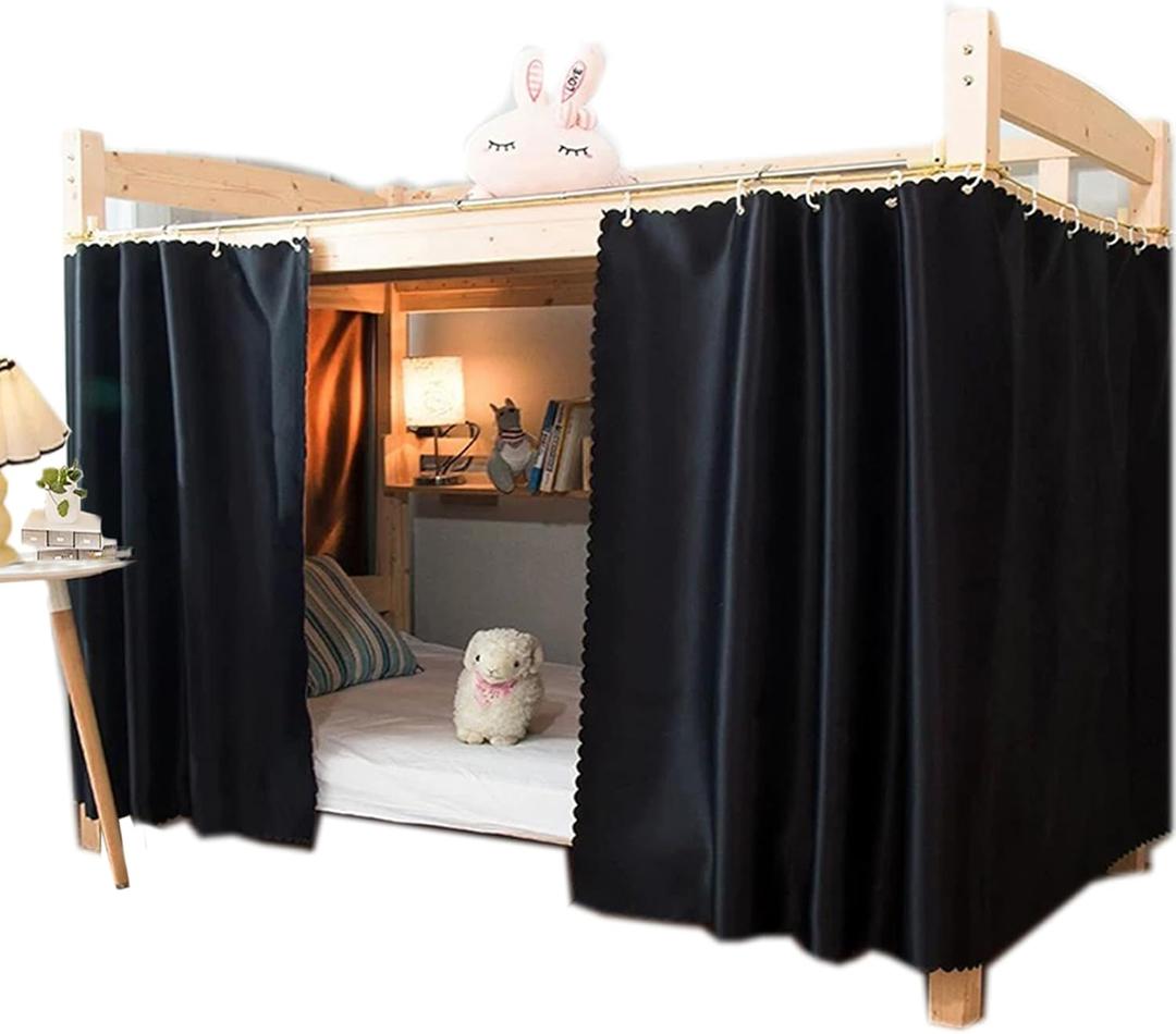 Dorm Home Solid Thicken Bunk Blackout Bed Curtains Cloth Bed Canopy for Men Women Single Sleeper