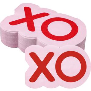 Crtiin 100 Pcs Valentine's Day Napkins Xo Shaped Design Cocktail Napkins Valentine's Day Dinner Party Supplies for Romantic Date Love Celebration