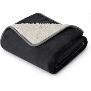 Bedsure Waterproof Blanket for Bed - Sherpa Fleece Waterproof Dog Blankets for Large Dogs, Pet Blankets for Bed/Couch/Dog Crate, Soft Plush Reversible Furniture Protector, Twin Size, 80"x60", Black