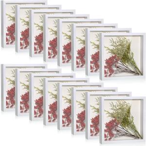 Ripeng 16 Pack Shadow Box Frame Display Case Picture Frame for Wedding Bouquet, Teacher Crafts, Photo, Ticket, Valentine, Easter, Medal, DIY Wall or Tabletop Gift(8 x 8 Inch, White)