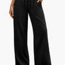 ELLEVEN Women's Wide Leg Sweatpants Low Rise Baggy Pants Drawstring Athletic Joggers with Pockets, L