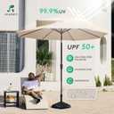 JEAREY 9FT Outdoor Patio Umbrella Outdoor Table Umbrella with Push Button Tilt and Crank, Market Umbrella 8 Sturdy Ribs UV Protection Waterproof for Garden, Deck, Backyard, Pool (Beige)