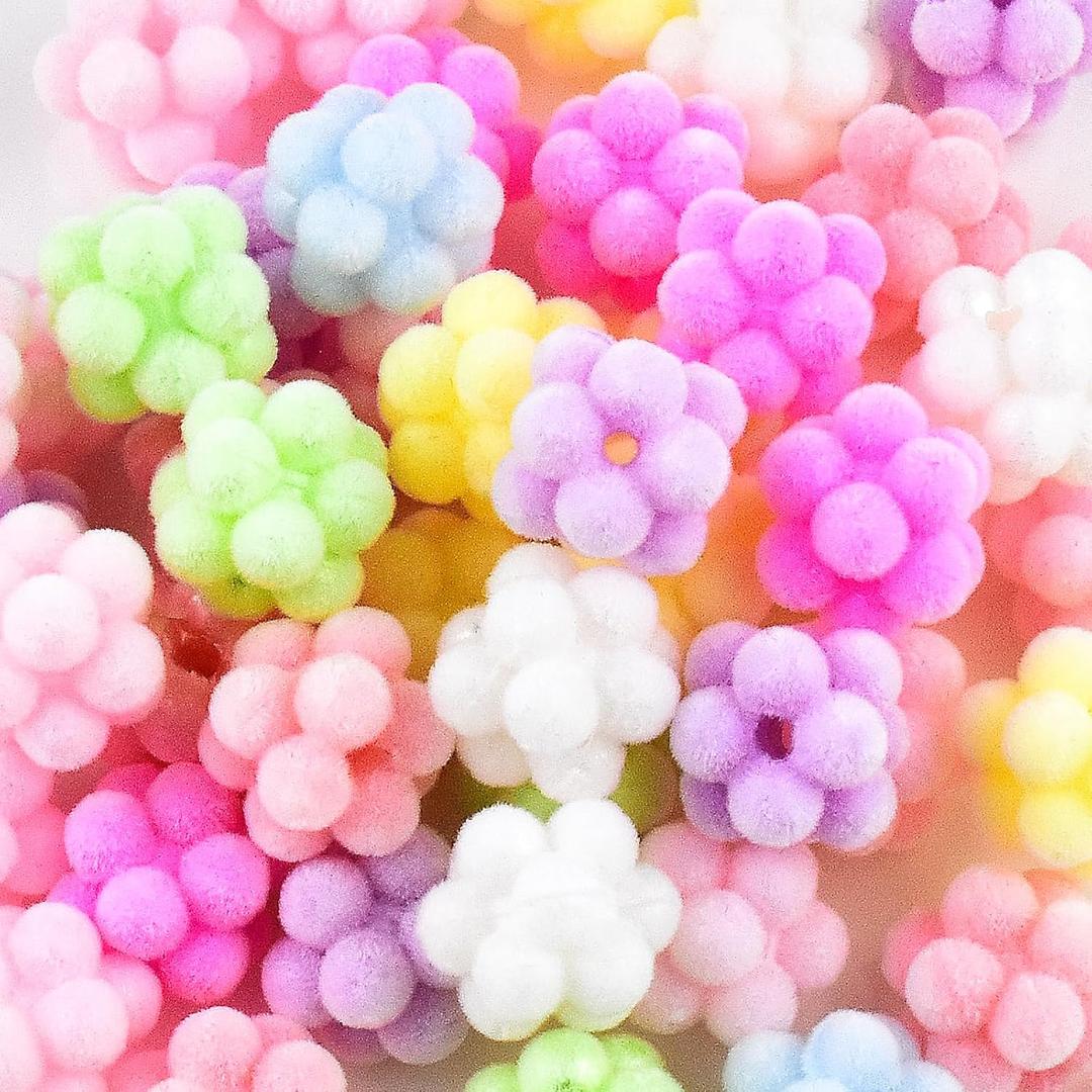 50PCS 15mm Bubblegum Beads for Pens Colorful Velvet Beads for Beadable Pens Beadable Keychains Jewelry Making Bracelet Earring Necklace