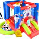 Inflatable Bounce House with Slide, Jumping Castle with Blower for Kids Play House with Wave Pool