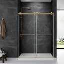56" -60 "W x 75" H Frameless Shower Door, Double Sliding Shower DoorBathroom Sliding Shower Door, SGCC Certified Tempered Glass Door with Explosion