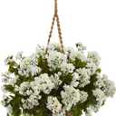 Nearly Natural Geranium Hanging Basket Artificial Plant UV Resistant (Indoor/Outdoor)