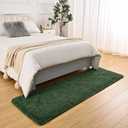 DweIke Fluffy Dark Green Runner Rugs for Bedroom, 2x6 Feet Soft Plush Long Runners for Girls Boys Kids, Non-Slip and Machine Washable Bedside Rug, Small Throw Carpet for Hallway Rooms Decor