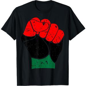 Black History T-Shirt Red Black and Green Pride Fist T-Shirt