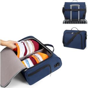 WOMACO Hat Organizer Bag for Baseball Caps, Hard Shell Large Hat Storage Holder Bag for Travel and Moving, Snapback Cap Carrier Case for 20-24 Caps (Dark Blue, Large)
