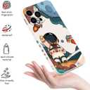 for iPhone 13 Pro Case Flower Butterfly Cute Astronaut Design Phone Cover Soft Microfiber Lining Slim Liquid Silicone Phone Case 13 Pro-Astronaut White