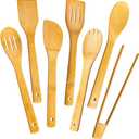 Wooden Spoons for Cooking 7-Piece, Kitchen Nonstick Bamboo Cooking Utensils Set, Healthy Bamboo Wooden Spatula Spoon for Cooking