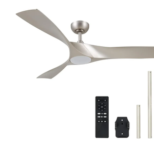 VONLUCE Ceiling Fans with Lights, 52" Mid Century Ceiling Fan and Remote, Stepless Dimming, 6 Speeds Noiseless DC Motor, 3 ABS Blades, Indoor Ceiling Fan for Kitchen Bedroom Living Room, Nickel