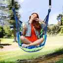 KPX Ourdoor Hanging Hammock Chair Comfortable Tree Swing Chair Large Size 110X130cmWithout Pillows - 330 Lbs Weight Capacity (Blue/Green)