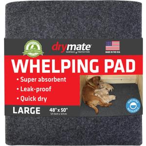 Drymate Whelping Box Liner Mat, Machine Washable, Super Absorbent, Waterproof, Quick Dry, Slip-Resistant, Reusable Dog Puppy Pee Pads for Training, Housebreaking, Incontinence, Crate (USA Made)(48x50)