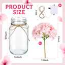 4 Sets Mason Jar with Lights Pink Hydrangea Decorative Pink Centerpieces for Tables Mason Jars Flowers Decorations LED Farmhouse Vase for Home Wedding Event Party Decor