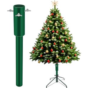 14.8" Christmas Tree Height Extender with 3 Fixing Screws, Christmas Tree Riser Fit 0.5-1.57 Inch Tree Poles, Make Xmas Tree Taller for 4.5Ft to 6.5Ft Artificial Trees Xmas Seasonal Indoor Decor, Green