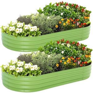 Galvanized Raised Garden Bed, 841FT Thickening Planter Boxes Outdoor, Raised Beds for Gardening, Easy Assembly Large Garden Bed for Vegetables, Fruits, Flowers (Green, 2-Pack)
